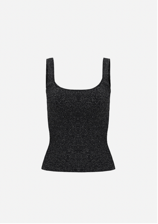 RIBBED SLEEVELESS PEARLKNIT TOP