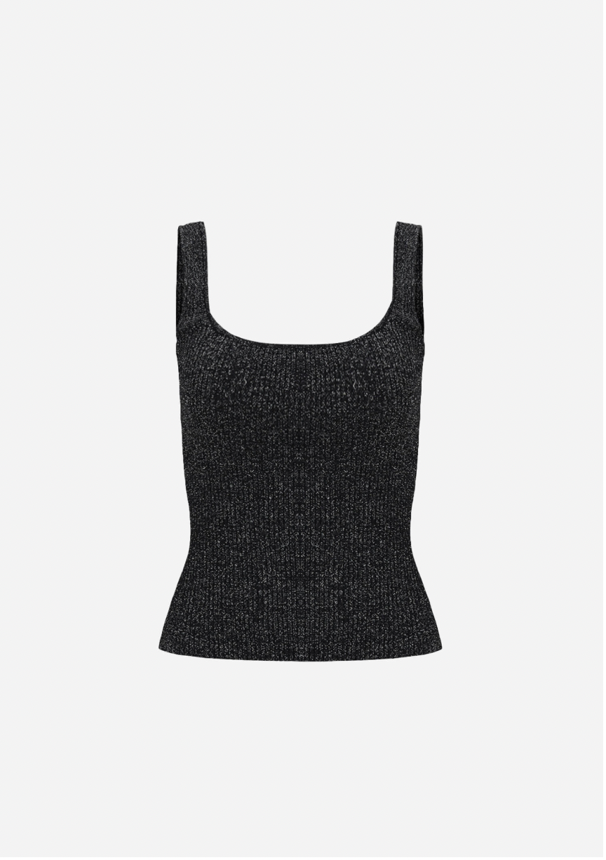 RIBBED SLEEVELESS PEARLKNIT TOP