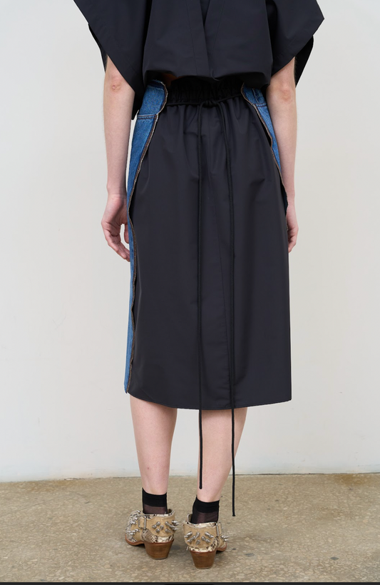 DENIM-WOOL BLEND MINI SKIRT