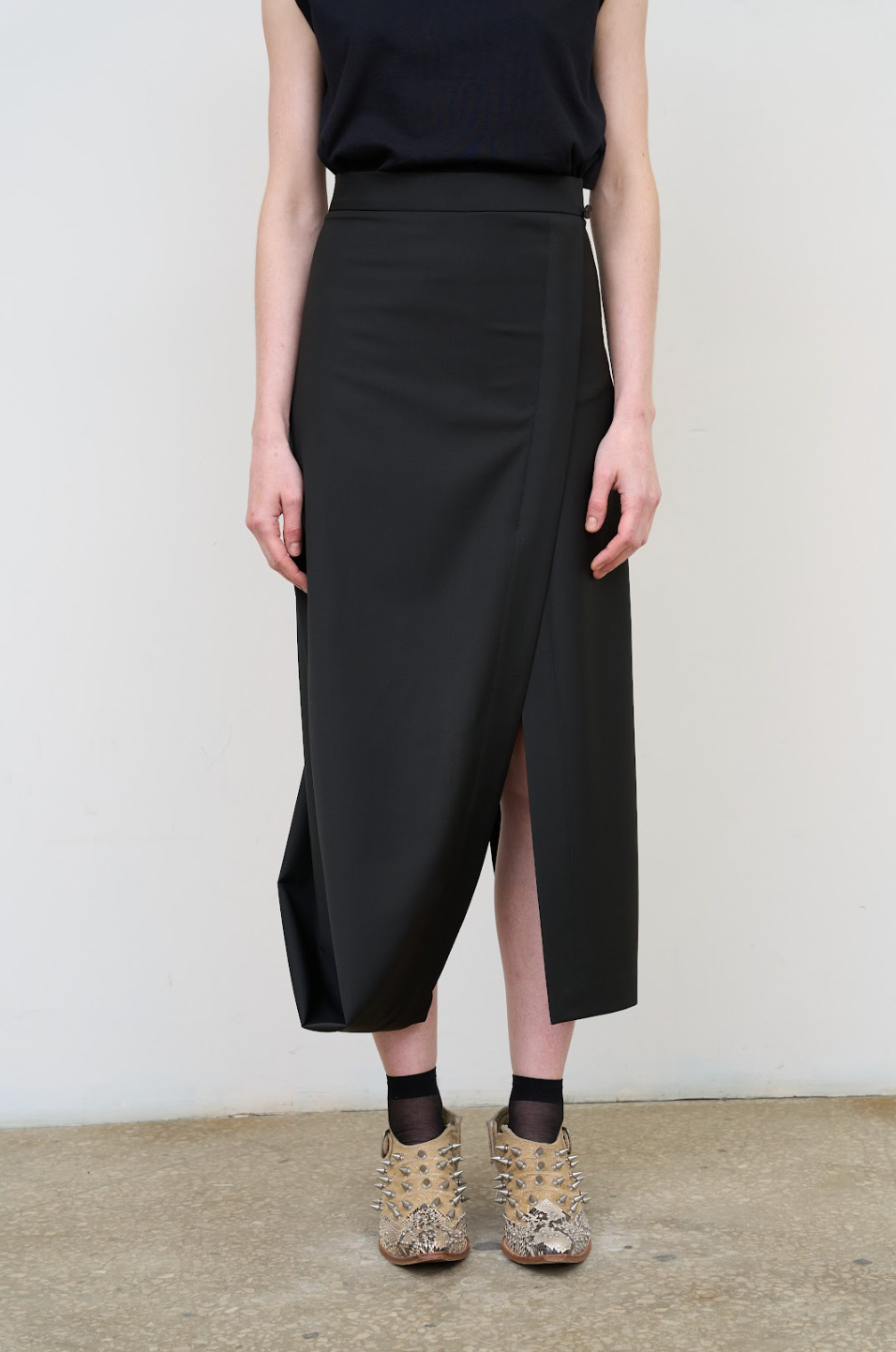 ASYMMETRIC WOOL-BLEND MINI SKIRT