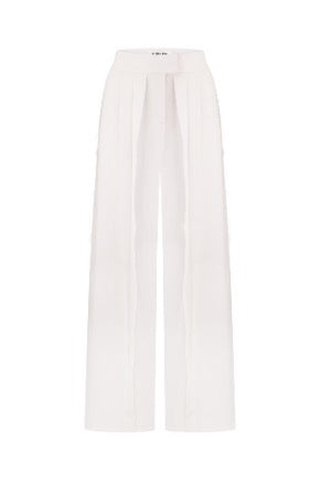 BEIGE TROUSERS WITH RAW SEAMS