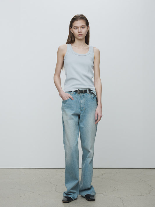 RIBBED COTTON TANK SKY