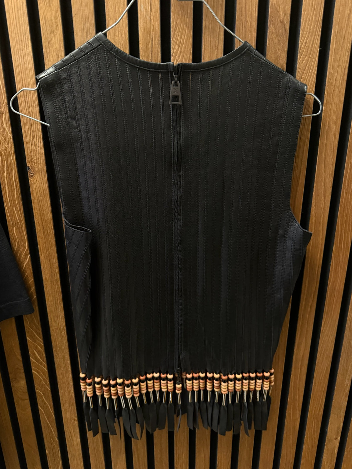 VINTAGE - LV LEATHER TOP WITH FRIDGE DETAILS