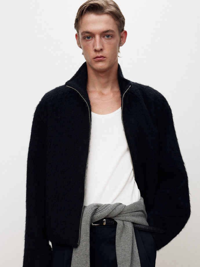 WOOL ALPACA ZIPPERED JACKET