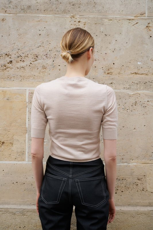 SHORT SLEEVE KNITWEAR PALE PINK