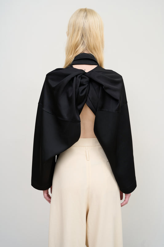 VISCOSE BLEND BLOUSE WITH TWISTABLE SLEEVE