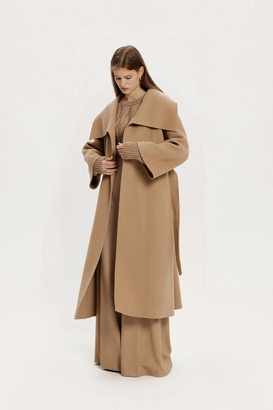 DIANA CAMEL OVERSHAWL HANDMADE COAT