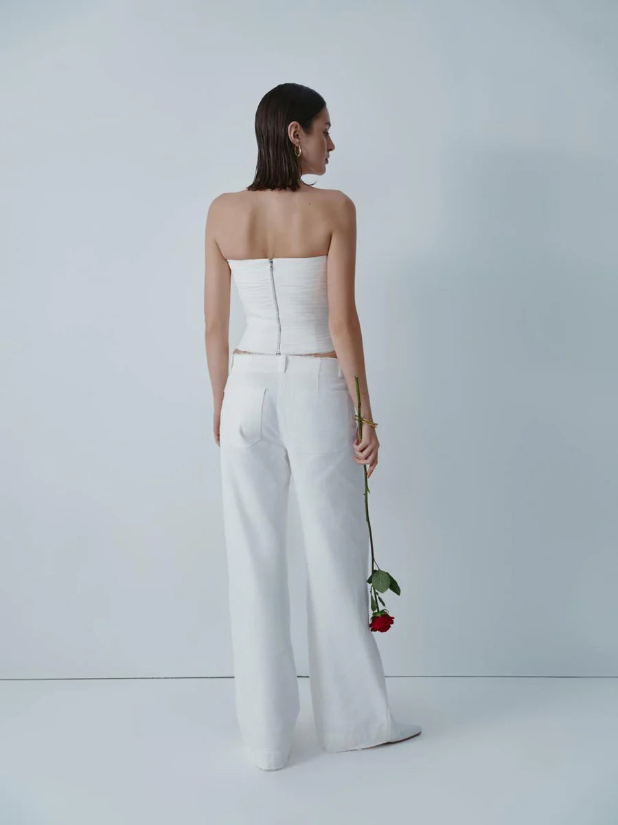 IVORY WIDE -LEG JEANS