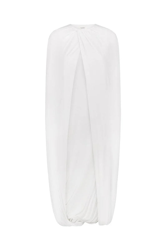 CREAM JERSEY CAPE DRESS