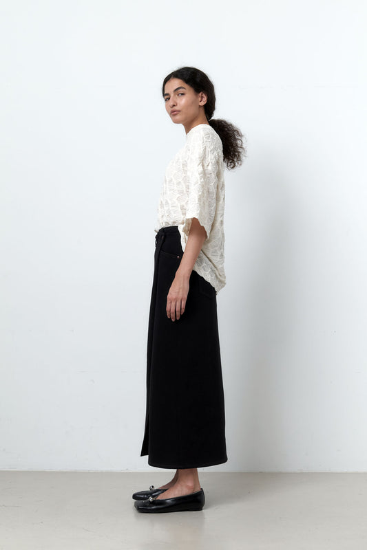 FOLDING DENIM LONG SKIRT