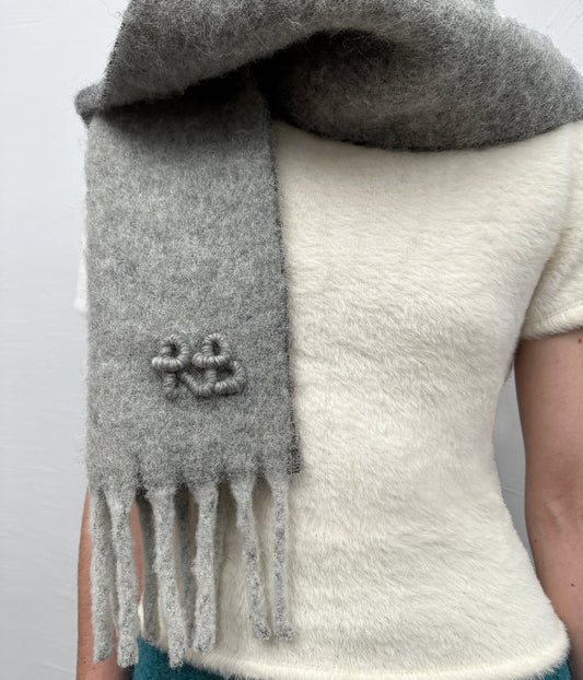 FRINGED ALPACA-BLEND SCARF MID GREY
