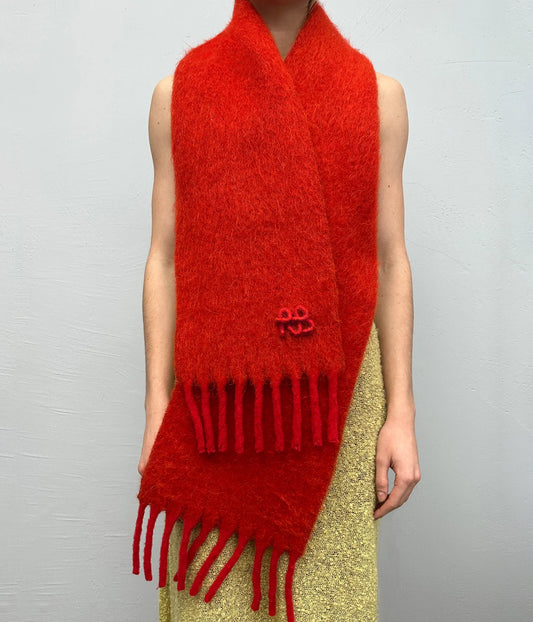 FRINGED ALPACA-BLEND SCARF MID ORANGE