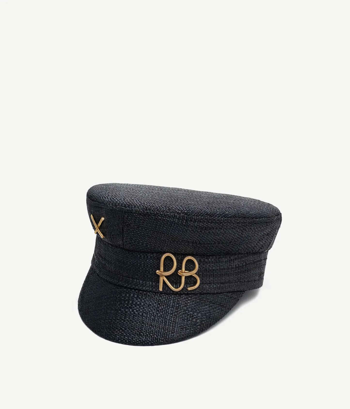 GOLD-TONE LOGO-PLAQUE BAKER BOY CAP