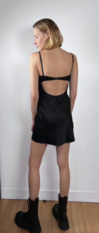 BLACK MINI WATERLILY DRESS