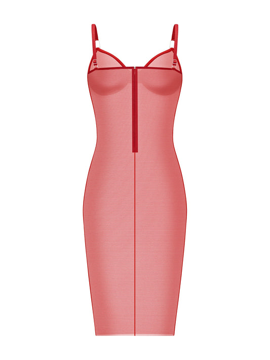 NINA RED MIDI DRESS