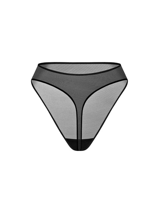 OCEAN BLACK HIGH-WAISTED THONG