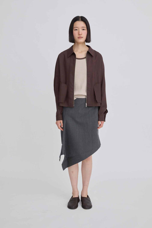 ASYMMETRICAL PANEL DRAPED SKIRT