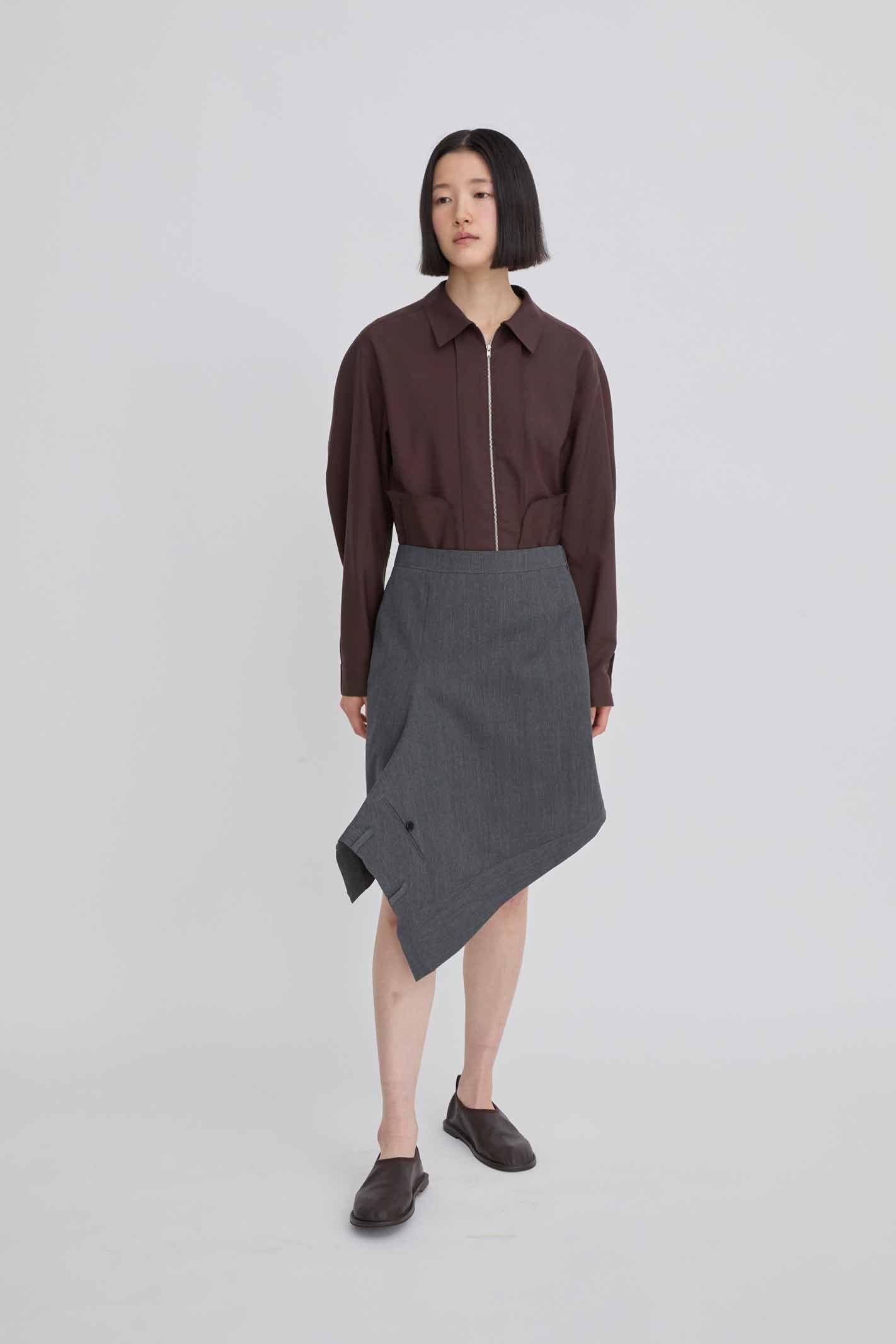 ASYMMETRICAL PANEL DRAPED SKIRT