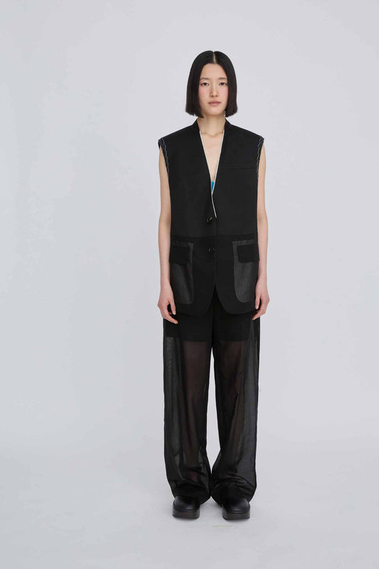 LAYERED RAW-EDGED VEST