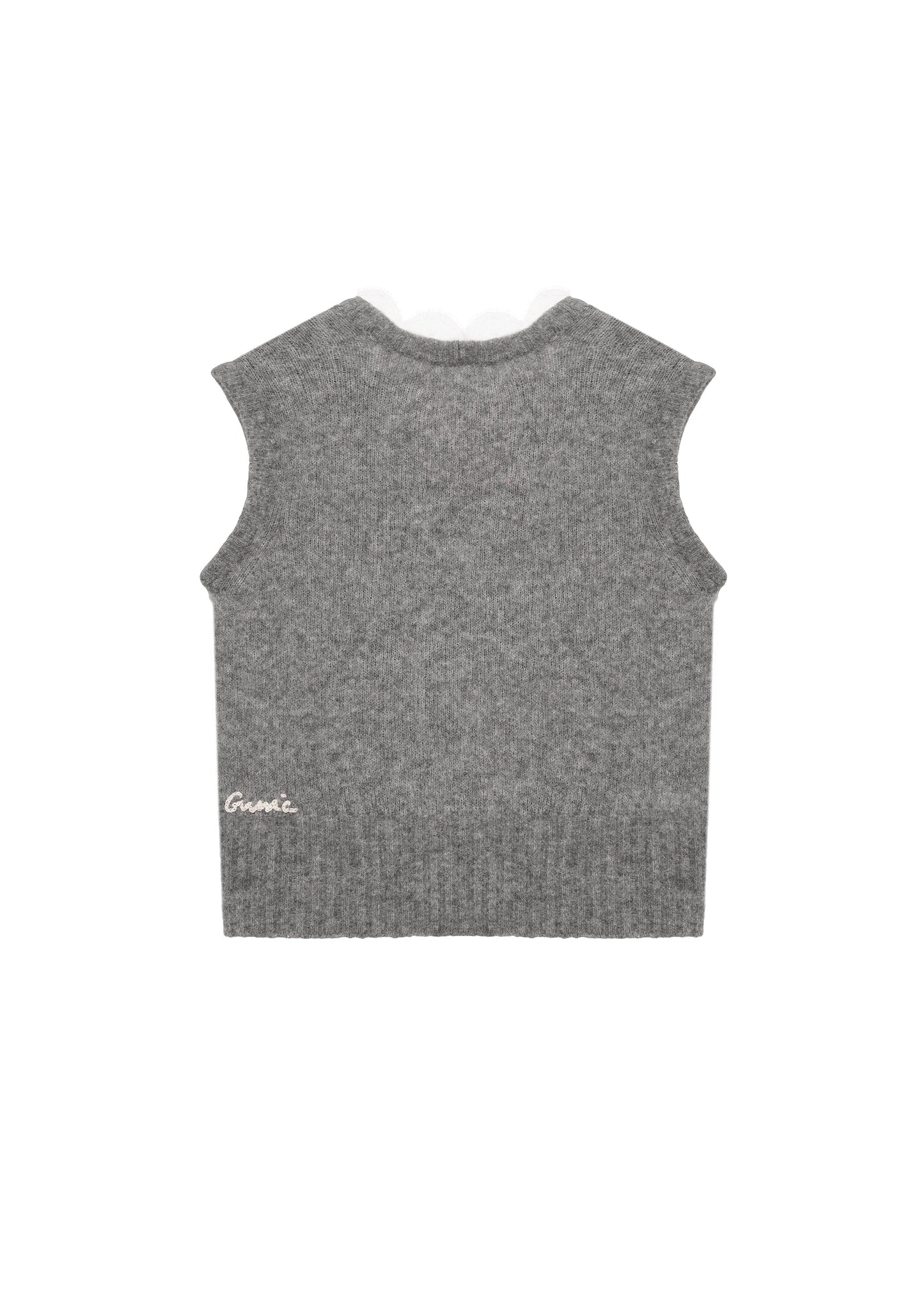 LACE-TRIMMED VEST IN GREY