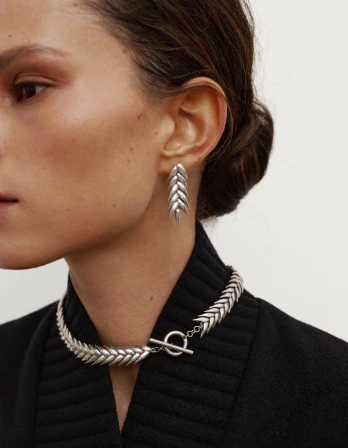 SPIKELET NECKLACE RHODIUM