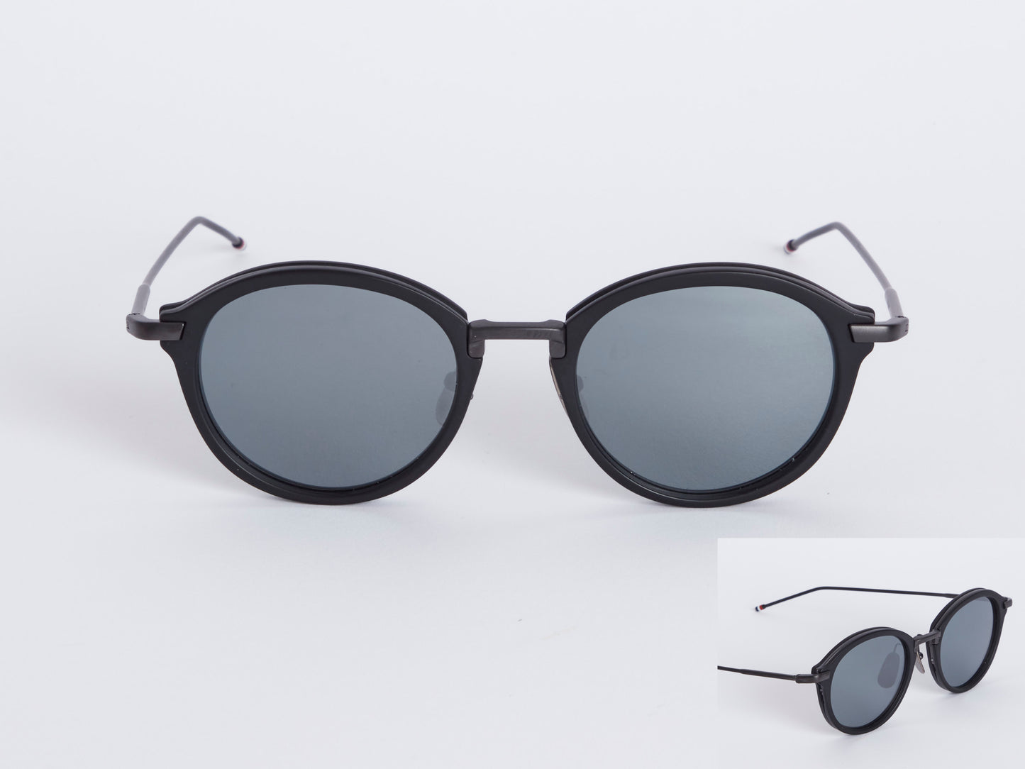 ROUND SUNGLASSES IN ACETATE AND TITANIUM BLACK