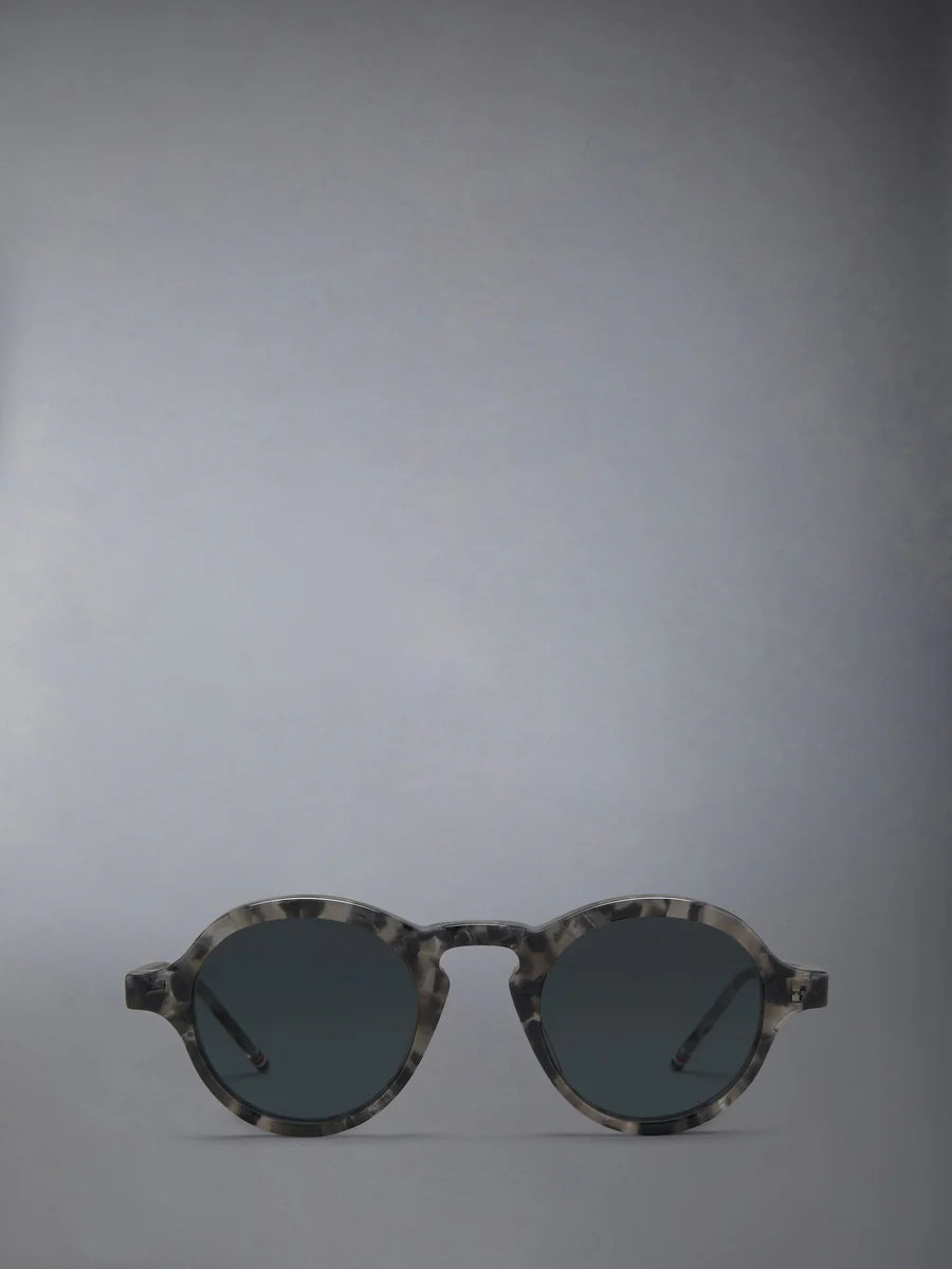 THOM BROWNE | Round Gray Tortoise Acetate Silver Mirror Lens Sunglasses | 54 mm Sunglasses Thom Browne TBS411 Acetate Shades Round main image 3