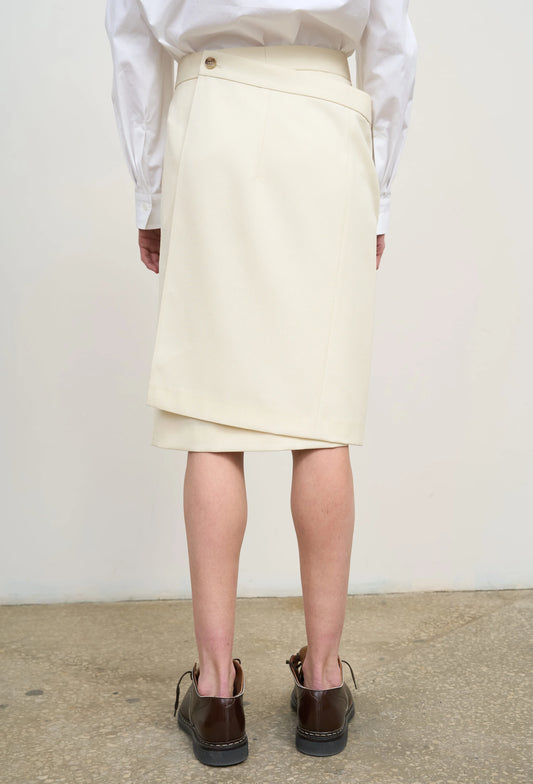 MIDI PENCIL SKIRT WITH SKIRT OVERLAY