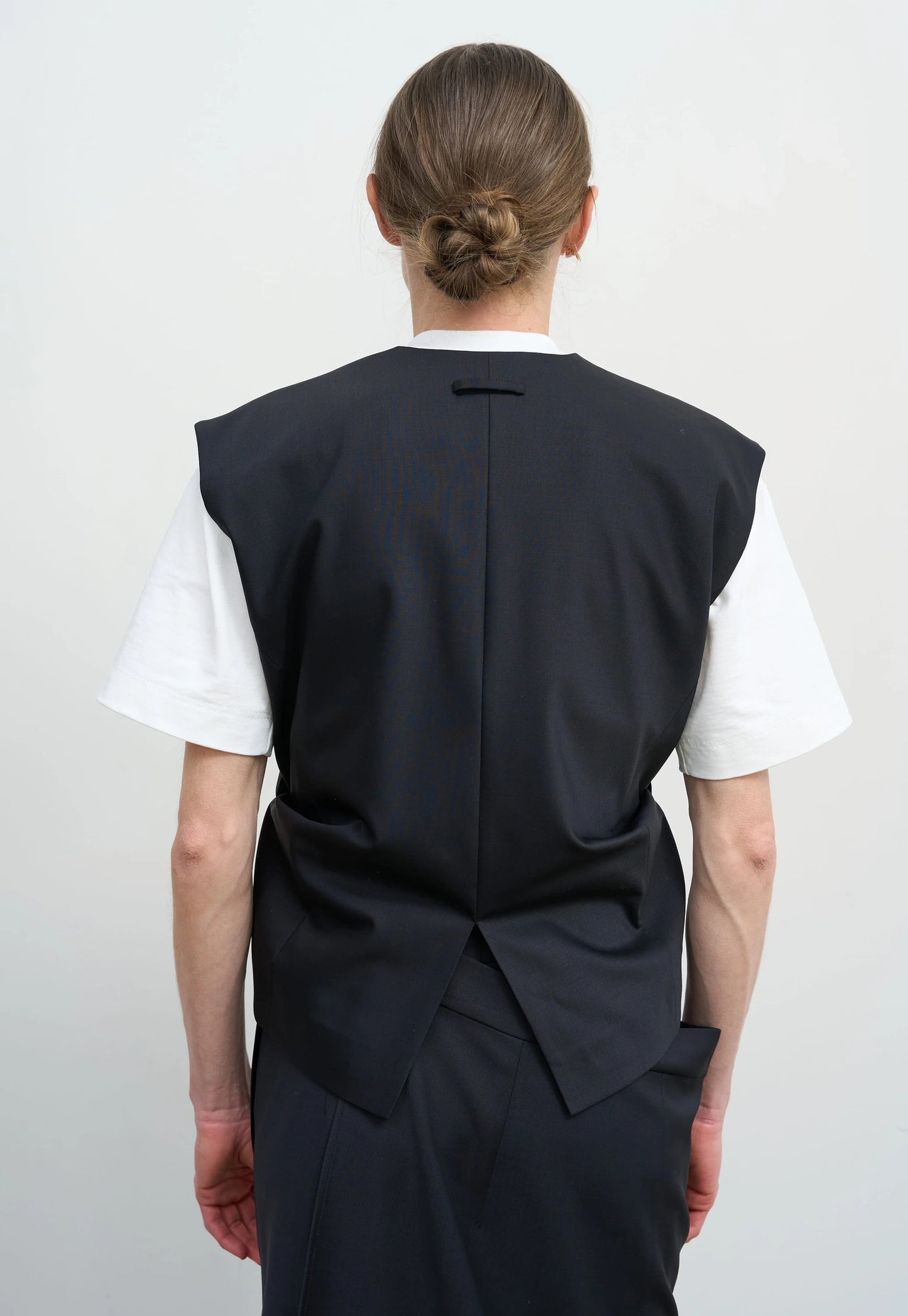 WOOL-BLEND VEST WITH DRAPED SIDES