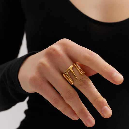 GOLD PLATED SILVER LOGO RING