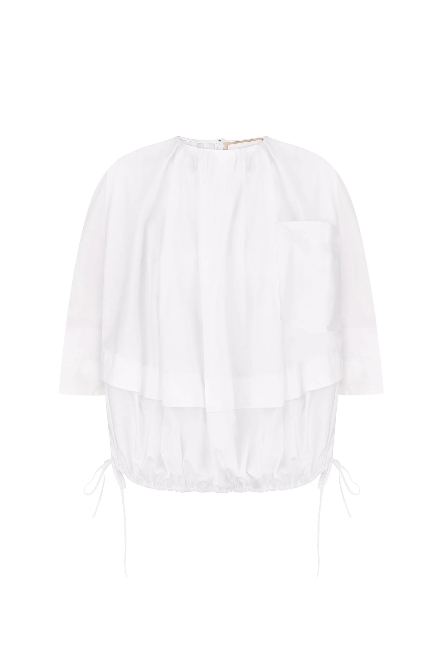 POPLIN BALLOON BLOUSE WITH HEM STRING