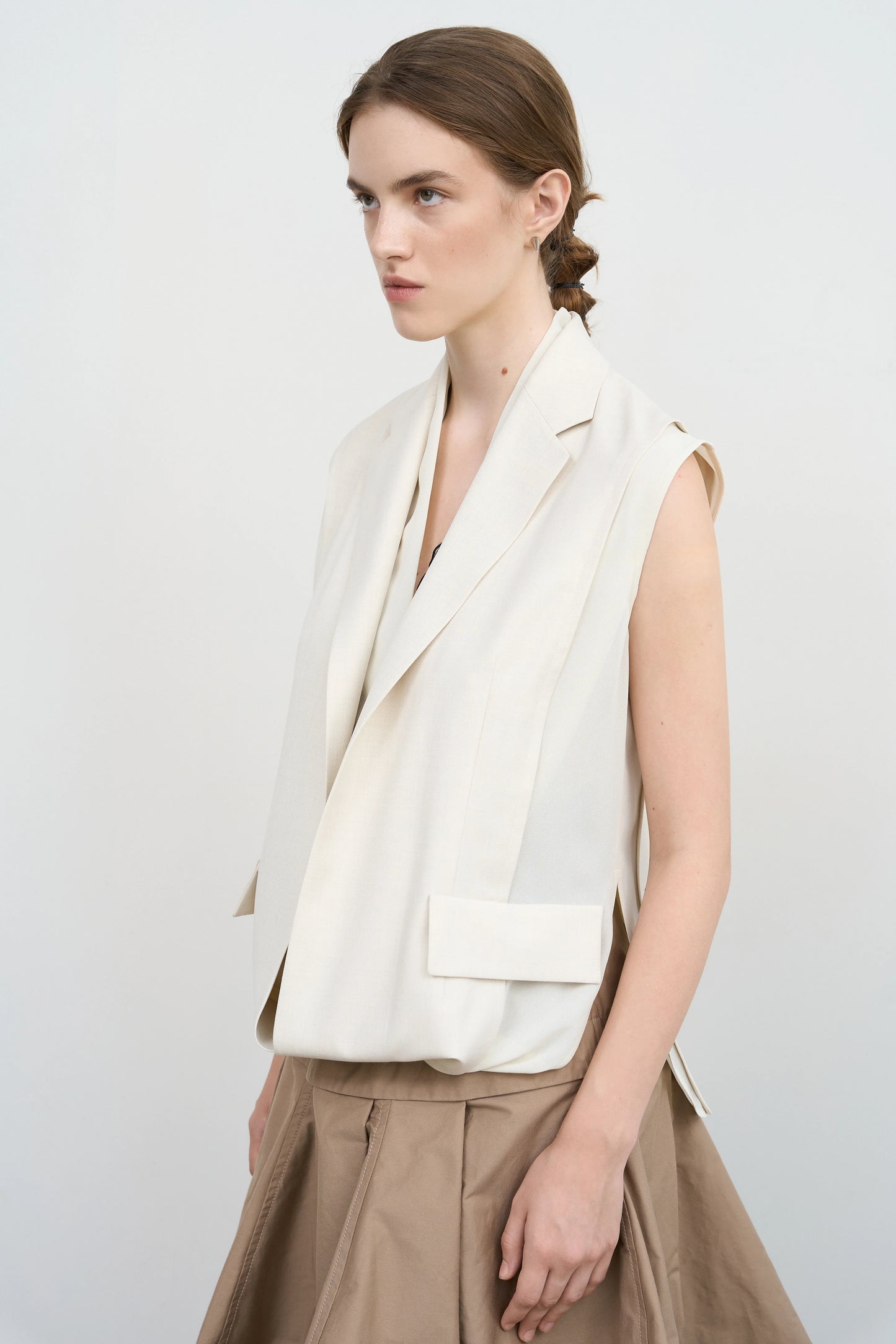 LAYERED TUCKED-HEM JACKET IVORY TWO