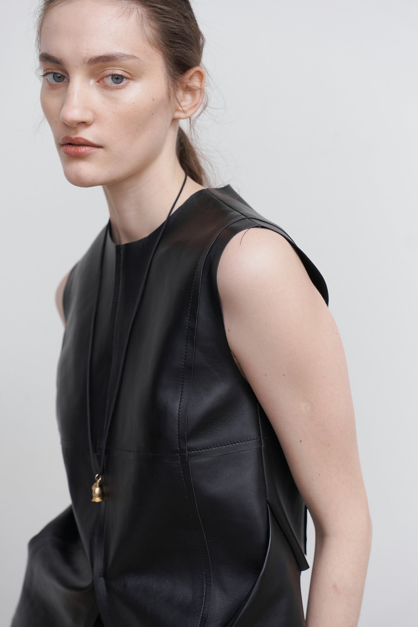 DECONSTRUCTED LEATHER TOP