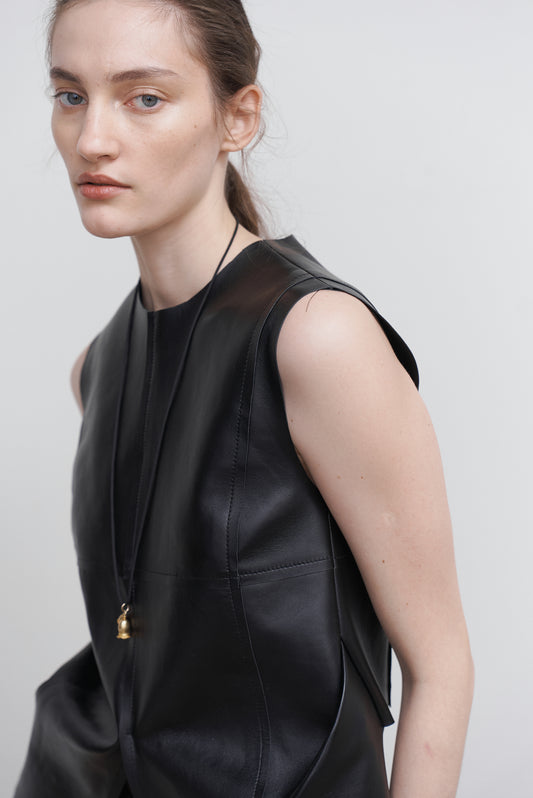 DECONSTRUCTED LEATHER TOP