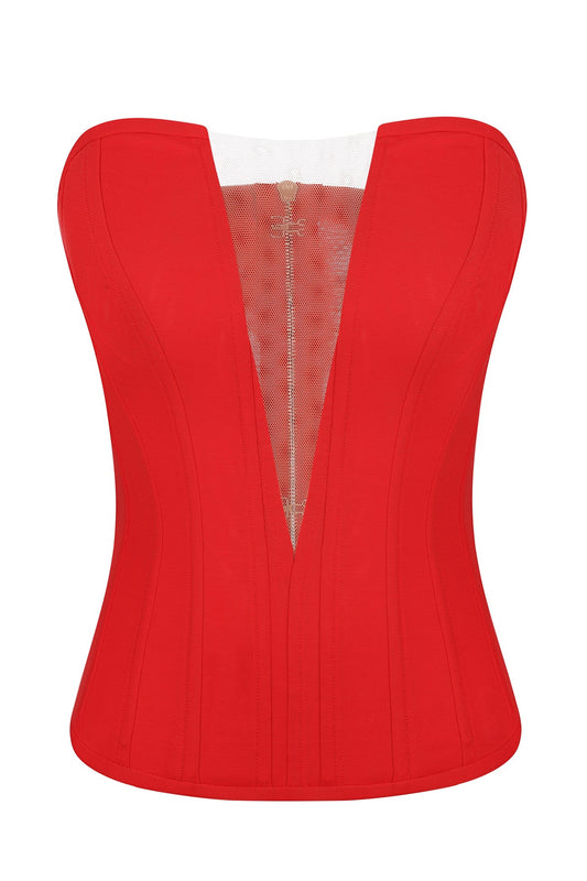 RED CORSET WITH A CUT