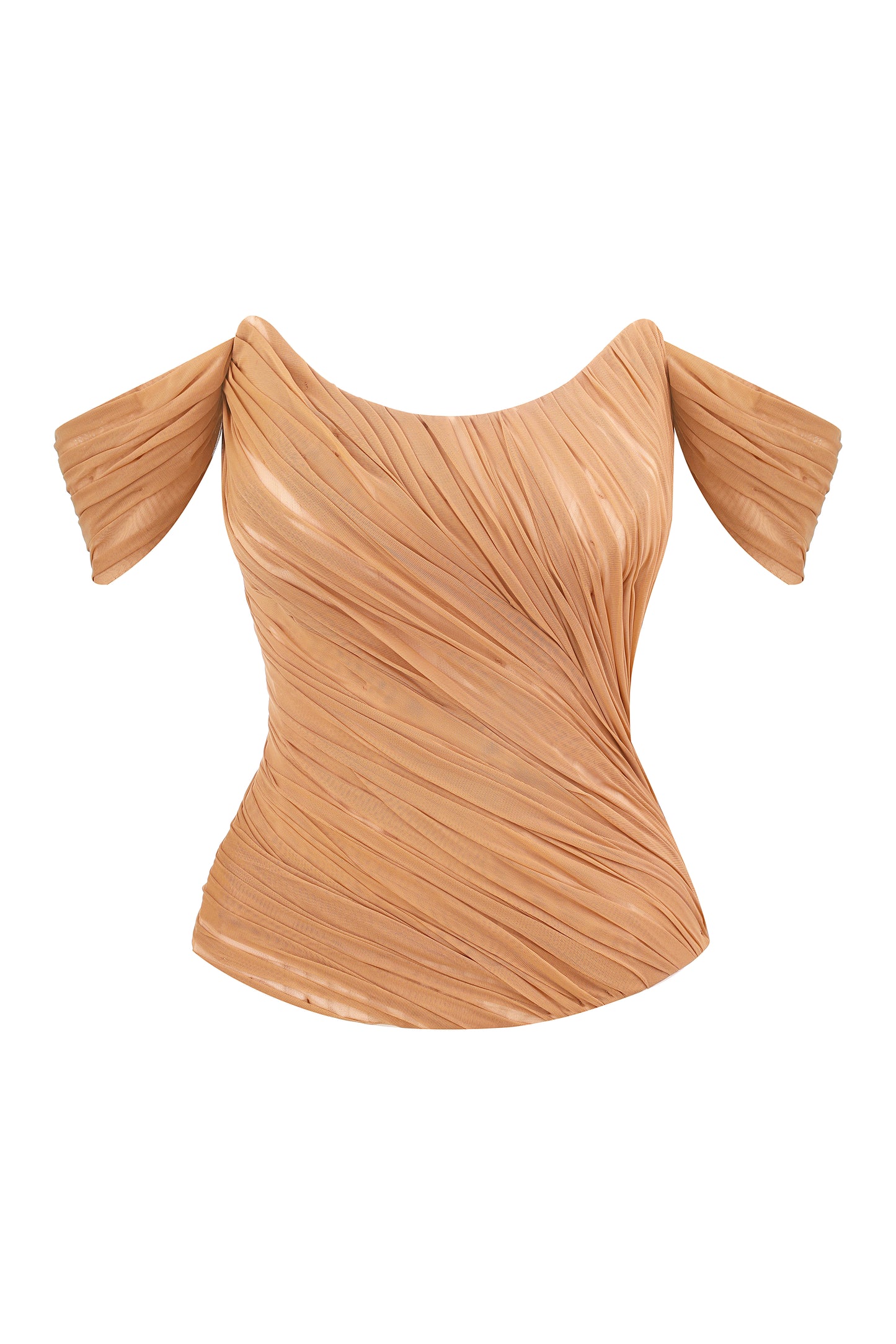 DRAPED CORSET WITH STRAPS CARAMEL