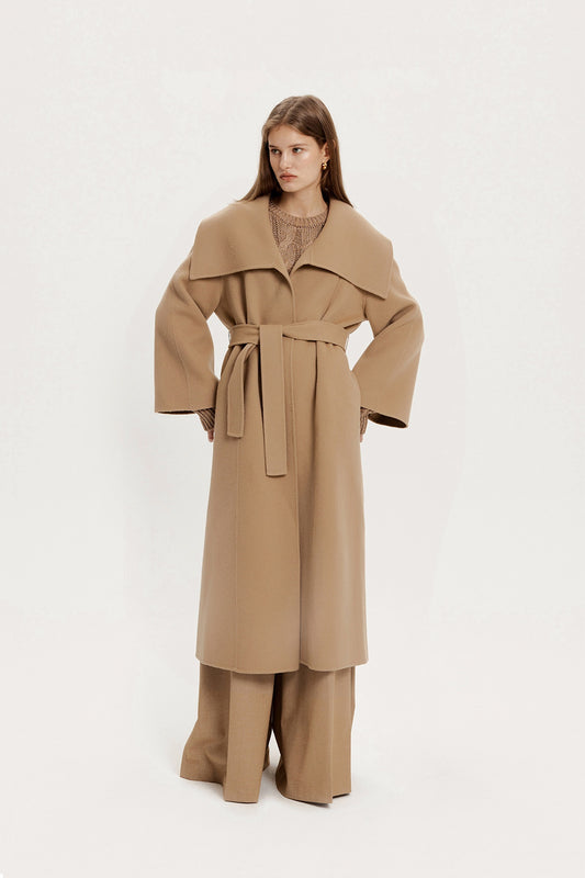 DIANA CAMEL OVERSHAWL HANDMADE COAT