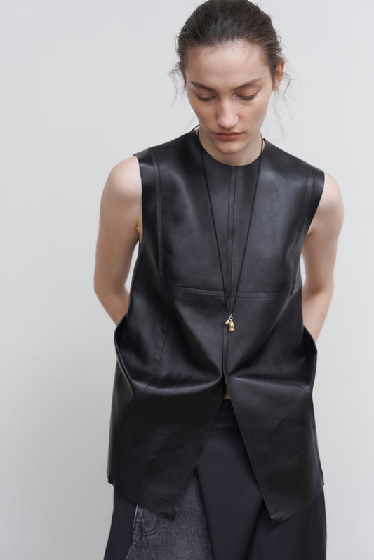DECONSTRUCTED LEATHER TOP