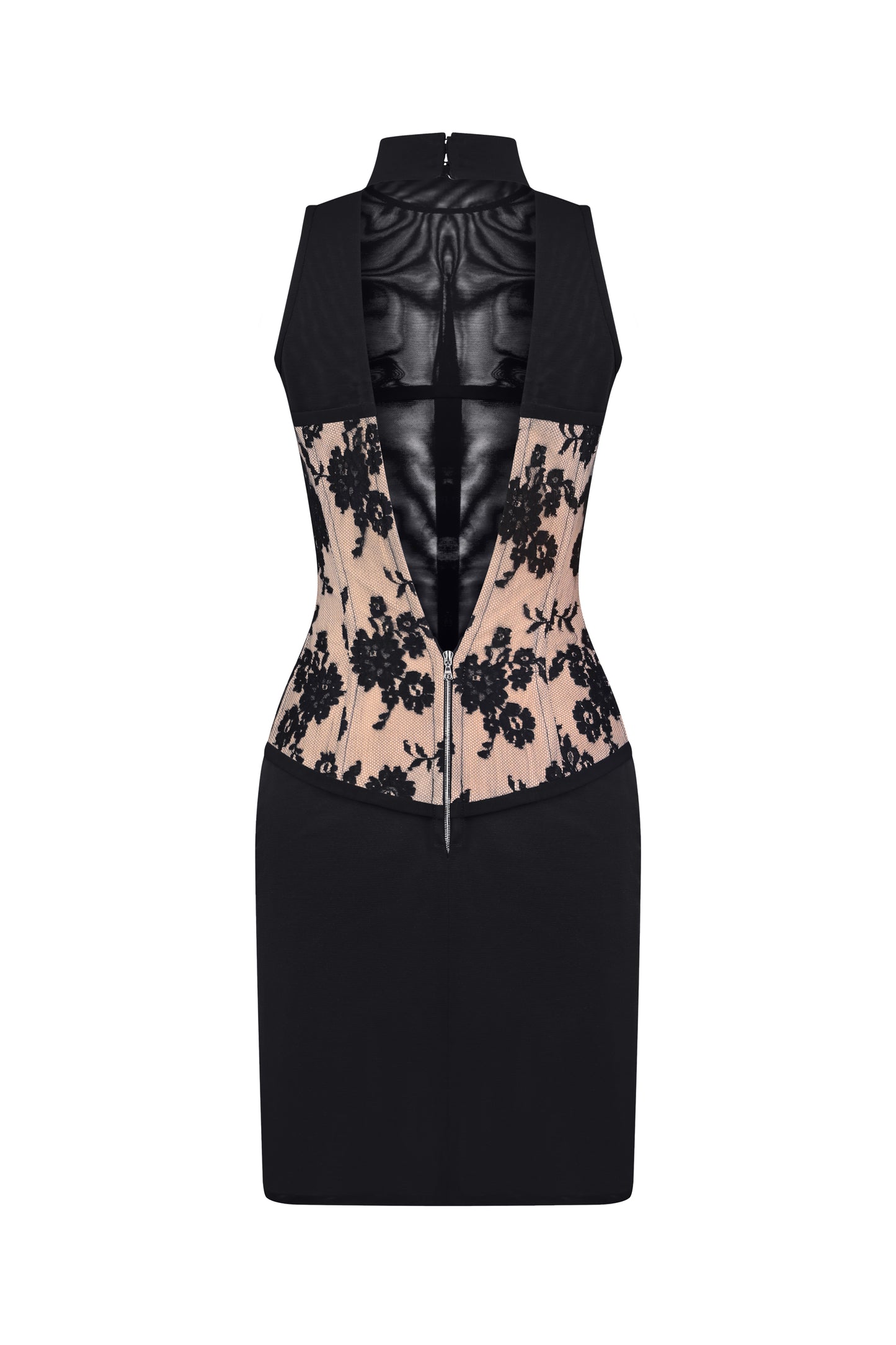 TURTLENECK CORSET DRESS WITH LACE DETAILS