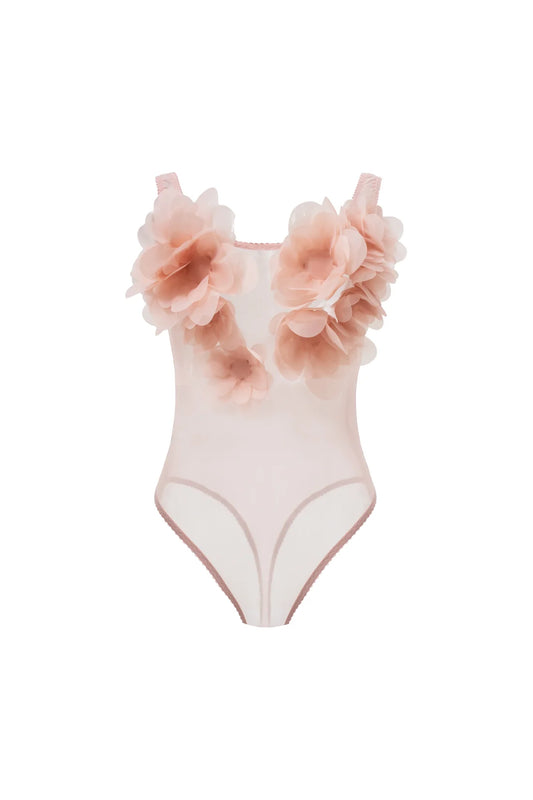 TENDER PEONY BODYSUIT IN BLUSH NUDE