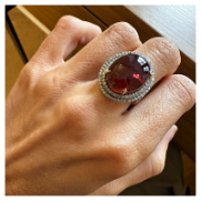 OVAL TORQUOSE CABOCHON RING WITH DIAMDN AND BLACK ONYX (Copy)