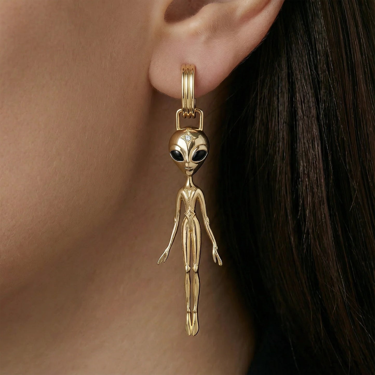 DIAMOND EARRINGS IN 18K VERMEIL GOLD – SHE’S AN ALIEN