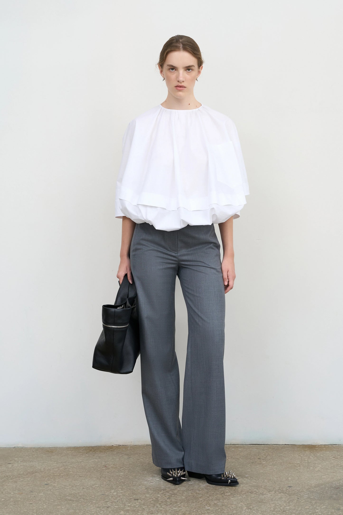 POPLIN BALLOON BLOUSE WITH HEM STRING