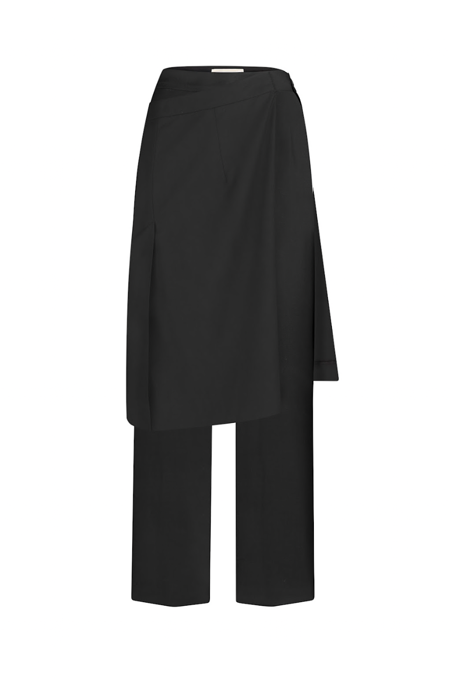 WOOL-BLEND PANTS WITH WRAP SKIRT OVERPLAY