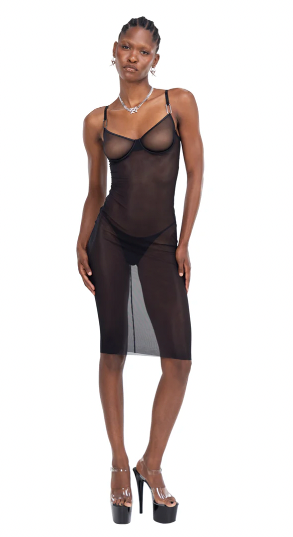 NINA BLACK MIDI DRESS