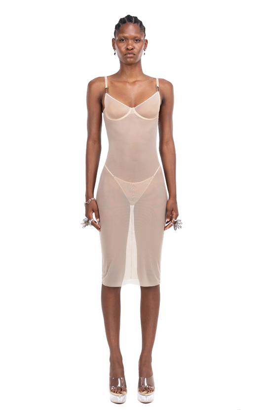 NINA BEIGE MIDI DRESS