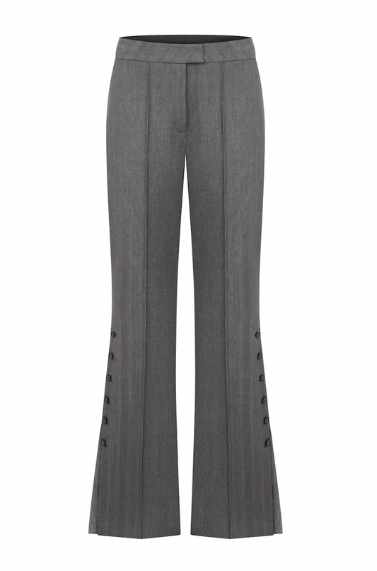 FLARED PANTS WITH BUTTONED SLITS