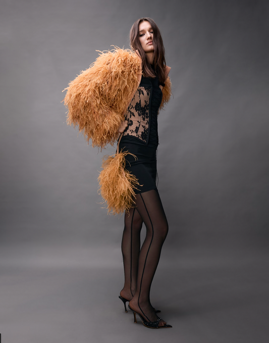 TURTLENECK CORSET DRESS WITH LACE DETAILS