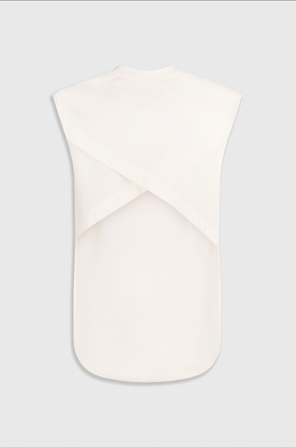 WHITE CRISS-CROSS BACK T-SHIRT
