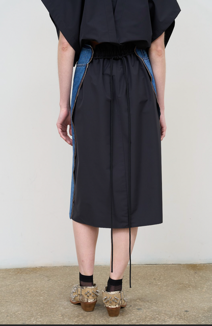 DENIM-WOOL BLEND MINI SKIRT